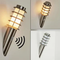hofstein Applique murale d'extérieur Tunes Nickel mat, 1 lumière, Détecteur de mouvement