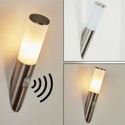 hofstein Applique murale d'extérieur Caserta Nickel mat, 1 lumière, Détecteur de mouvement