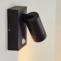 hofstein Applique murale d'extérieur Hakamken Noir, 1 lumière, Détecteur de mouvement