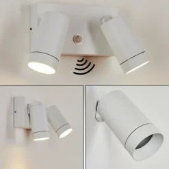 hofstein Applique murale d'extérieur Hakamken Blanc, 2 lumières, Détecteur de mouvement