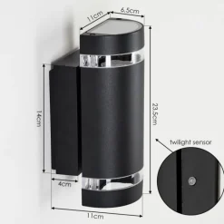 hofstein Applique murale d'extérieur Inglewood Noir, 2 lumières