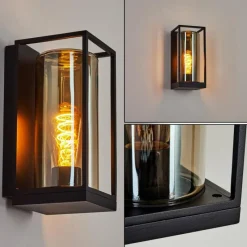 Suspension Verre Fumé-hofstein Applique murale d'extérieur Palanga Noir, 1 lumière