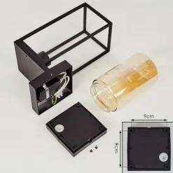 Lampes Vintages & Rétros-hofstein Applique murale d'extérieur Palanga Noir, 1 lumière, Détecteur de mouvement