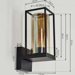 Suspension Verre Fumé-hofstein Applique murale d'extérieur Palanga Noir, 1 lumière