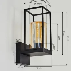 Lampes Vintages & Rétros-hofstein Applique murale d'extérieur Palanga Noir, 1 lumière