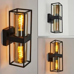 Suspension Verre Fumé-hofstein Applique murale d'extérieur Palanga Noir, 2 lumières