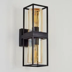 Lampes Vintages & Rétros-hofstein Applique murale d'extérieur Palanga Noir, 2 lumières