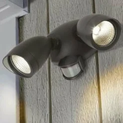 Luminaires Lutec Applique murale d'extérieur Lutec SHRIMP LED Noir, 2 lumières, Détecteur de mouvement