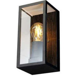 Lampes En Bois-Luminaires Lutec Applique murale d'extérieur Lutec KARO Couleur bois, Noir, 1 lumière