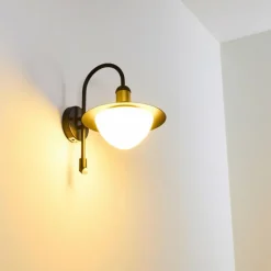 Luminaires Rustiques-hofstein Applique murale d'extérieur Theux Or, Noir, 1 lumière, Détecteur de mouvement