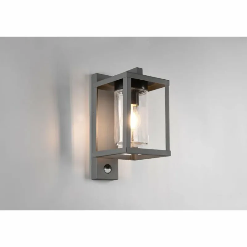 Luminaires Trio Applique murale d'extérieur Trio Lunga Anthracite, 1 lumière, Détecteur de mouvement