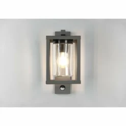 Luminaires Trio Applique murale d'extérieur Trio Lunga Anthracite, 1 lumière, Détecteur de mouvement