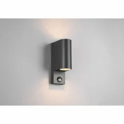 Luminaires Trio Applique murale d'extérieur Trio Roya Anthracite, 2 lumières, Détecteur de mouvement