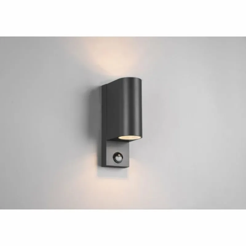 Luminaires Trio Applique murale d'extérieur Trio Roya Anthracite, 2 lumières, Détecteur de mouvement