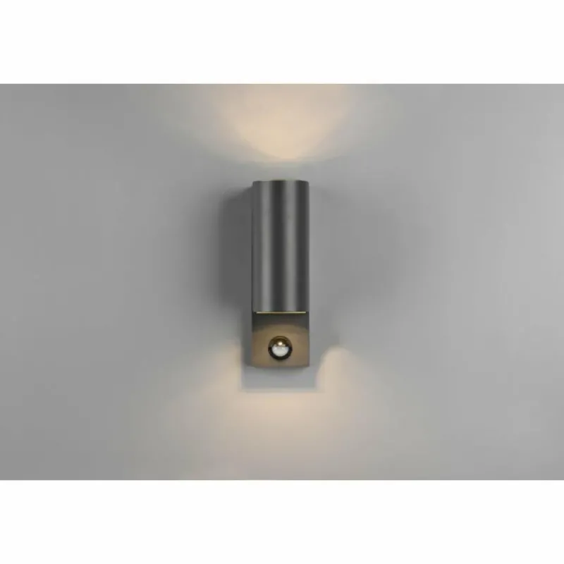 Luminaires Trio Applique murale d'extérieur Trio Roya Anthracite, 2 lumières, Détecteur de mouvement