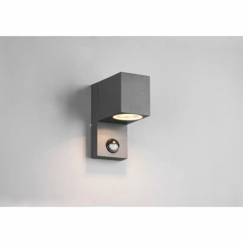 Luminaires Trio Applique murale d'extérieur Trio Roya Anthracite, 1 lumière, Détecteur de mouvement