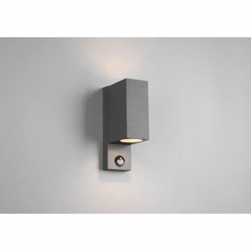 Luminaires Trio Applique murale d'extérieur Trio Roya Anthracite, 2 lumières, Détecteur de mouvement
