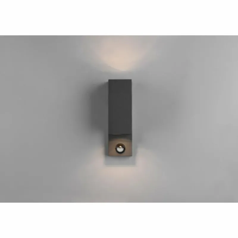 Luminaires Trio Applique murale d'extérieur Trio Roya Anthracite, 2 lumières, Détecteur de mouvement