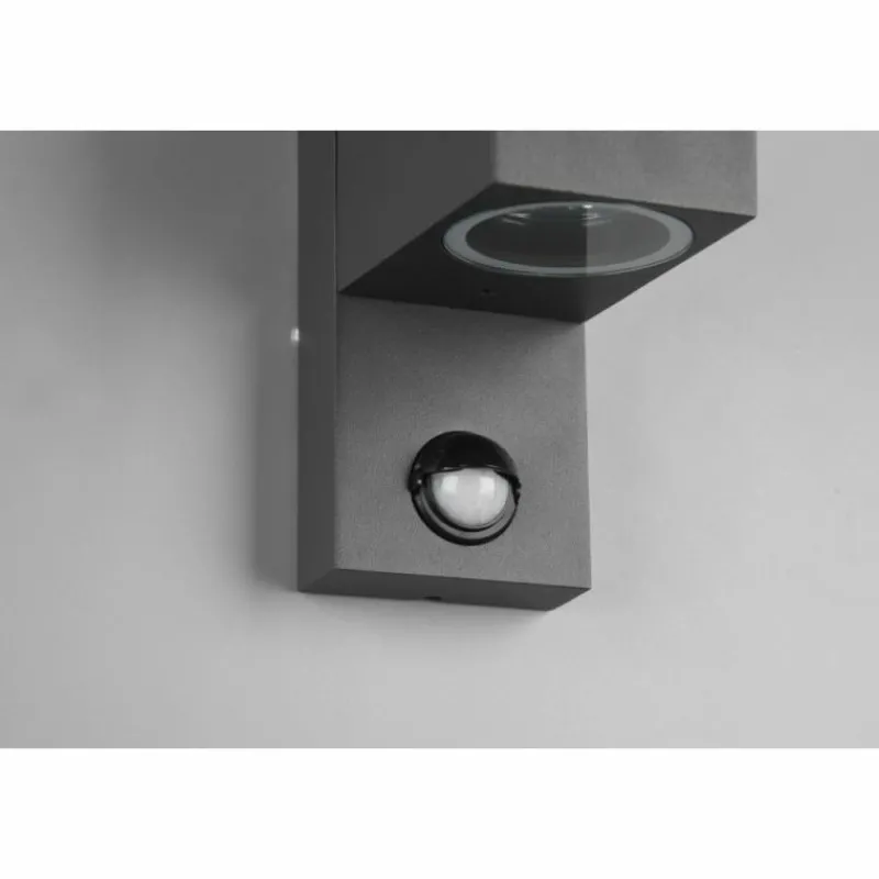 Luminaires Trio Applique murale d'extérieur Trio Roya Anthracite, 2 lumières, Détecteur de mouvement