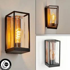 hofstein Applique murale d'extérieur Palanga Brun, Couleur bois, Noir, 1 lumière