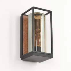 hofstein Applique murale d'extérieur Palanga Brun, Couleur bois, Noir, 1 lumière