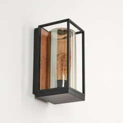 hofstein Applique murale d'extérieur Palanga Brun, Couleur bois, Noir, 1 lumière