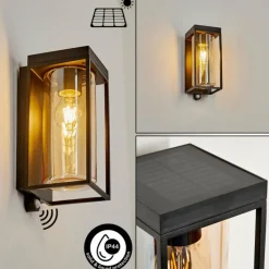 hofstein Applique murale d'extérieur Palanga LED Noir, 1 lumière, Détecteur de mouvement