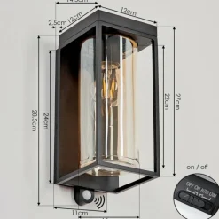 hofstein Applique murale d'extérieur Palanga LED Noir, 1 lumière, Détecteur de mouvement