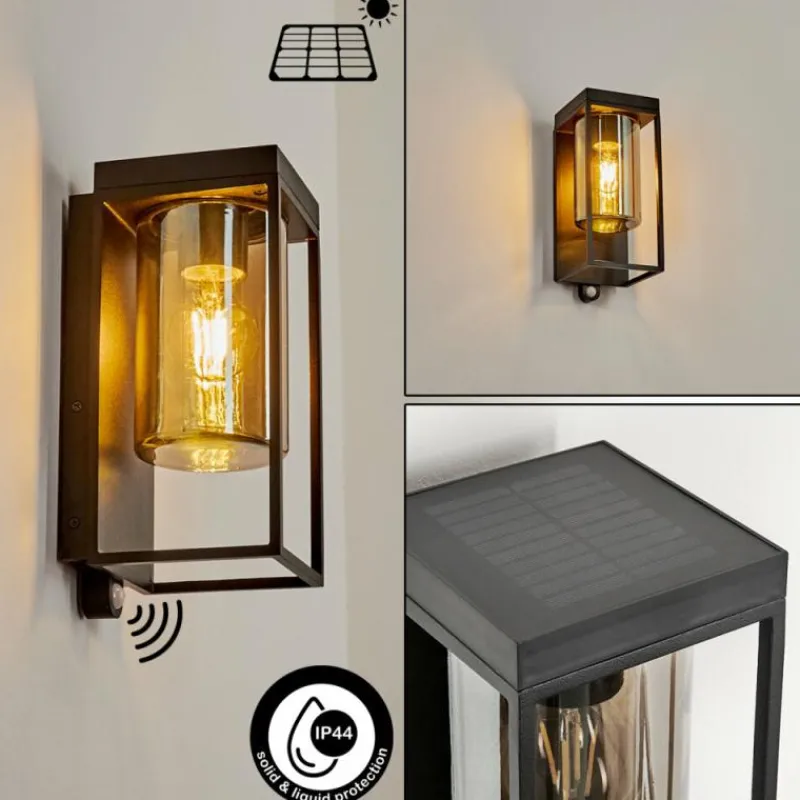 hofstein Applique murale d'extérieur Palanga LED Noir, 1 lumière, Détecteur de mouvement