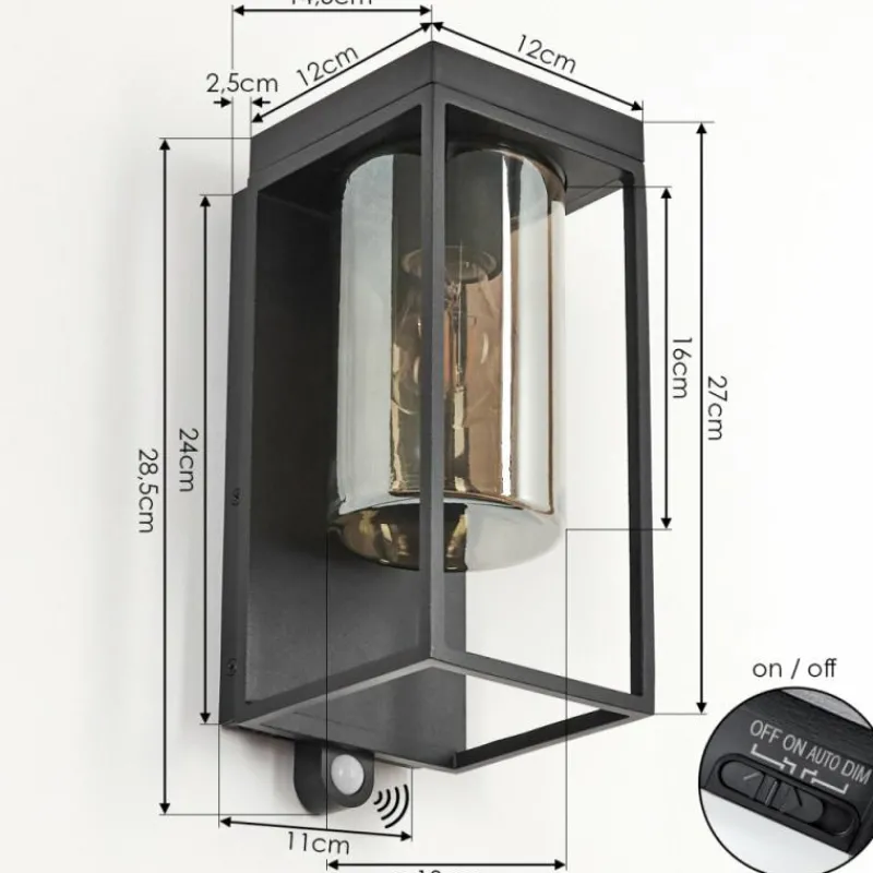 hofstein Applique murale d'extérieur Palanga LED Noir, 1 lumière, Détecteur de mouvement