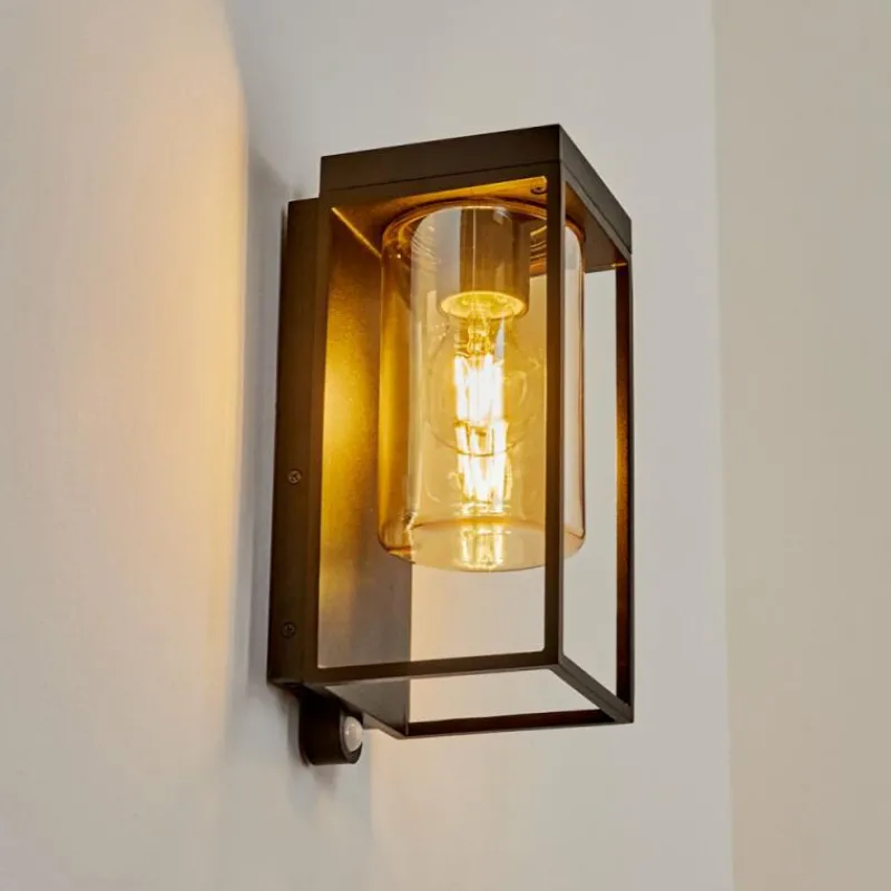 hofstein Applique murale d'extérieur Palanga LED Noir, 1 lumière, Détecteur de mouvement