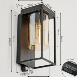 hofstein Applique murale d'extérieur Palanga LED Noir, 1 lumière, Détecteur de mouvement