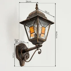 Luminaires Rustiques-hofstein Applique murale d'extérieur Halla Ancien, Or, Noir, 1 lumière