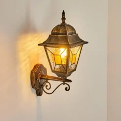 Luminaires Rustiques-hofstein Applique murale d'extérieur Halla Ancien, Or, Noir, 1 lumière