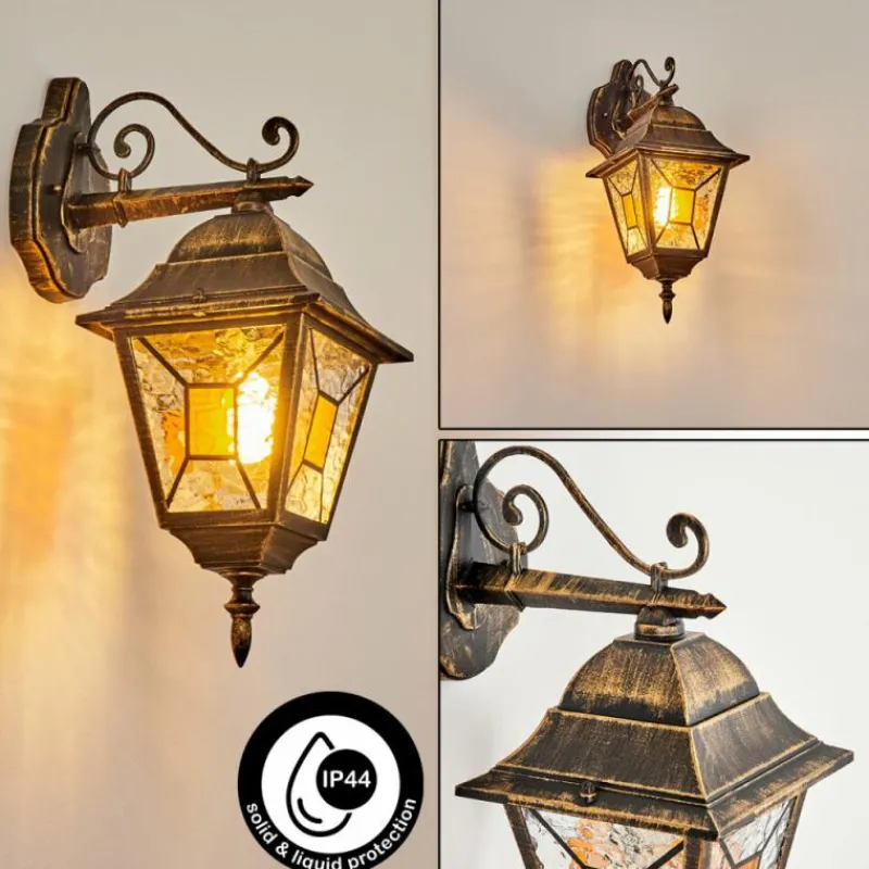 Luminaires Rustiques-hofstein Applique murale d'extérieur Halla Ancien, Or, Noir, 1 lumière