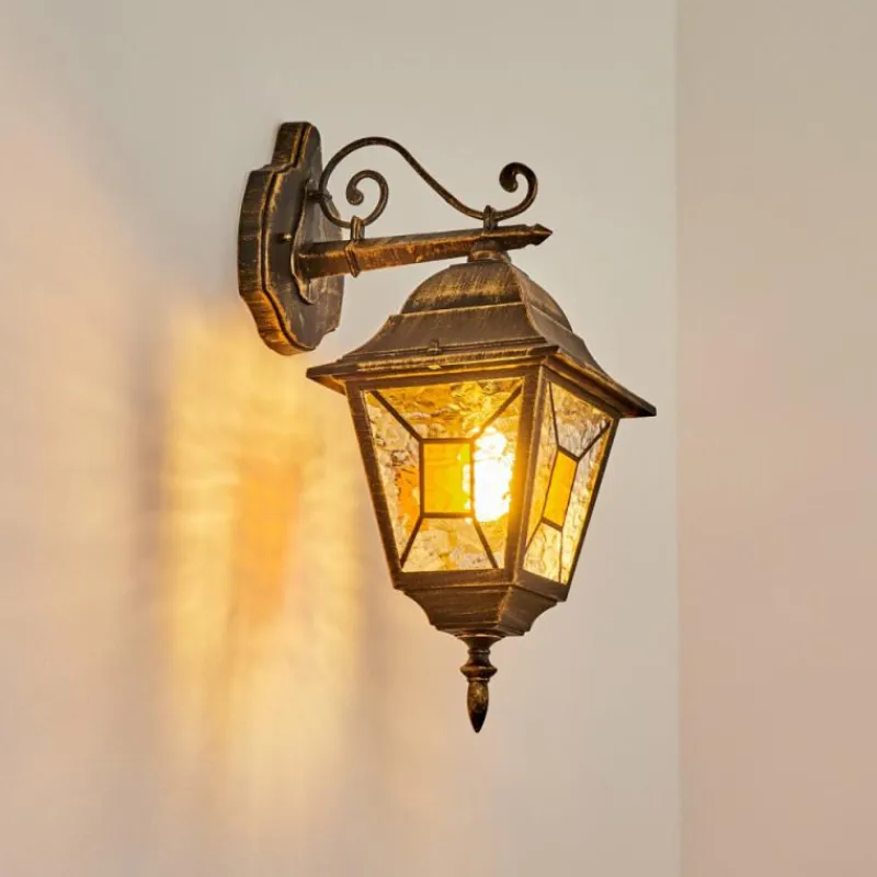 Luminaires Rustiques-hofstein Applique murale d'extérieur Halla Ancien, Or, Noir, 1 lumière