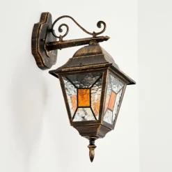 Luminaires Rustiques-hofstein Applique murale d'extérieur Halla Ancien, Or, Noir, 1 lumière