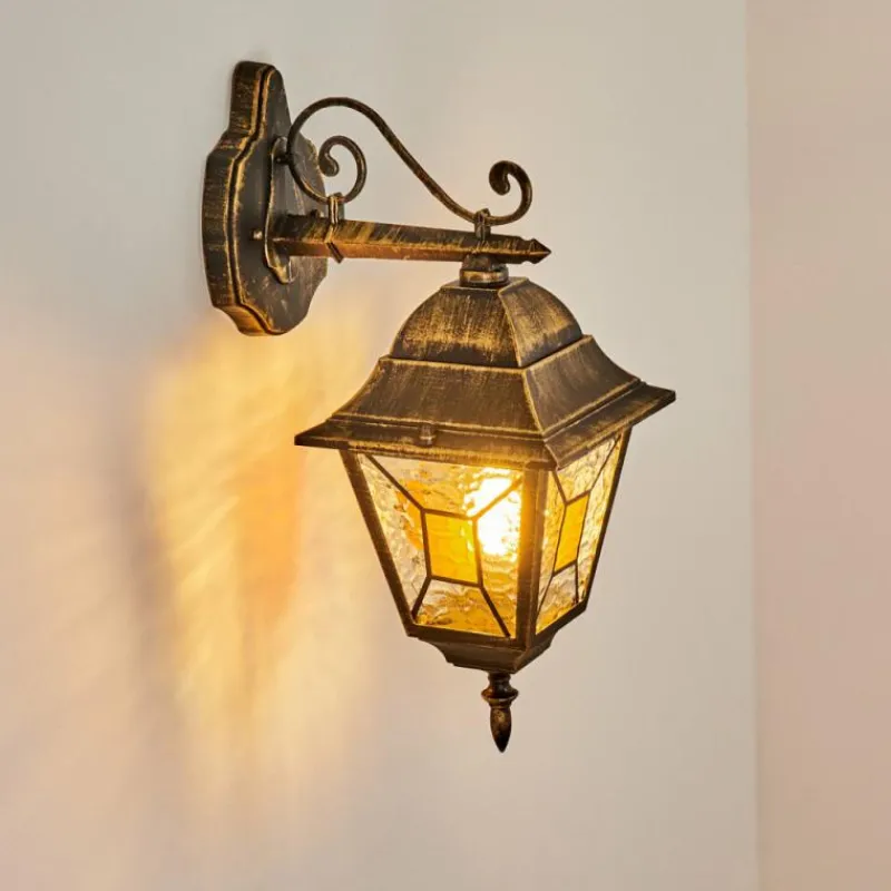 Luminaires Rustiques-hofstein Applique murale d'extérieur Halla Ancien, Or, Noir, 1 lumière