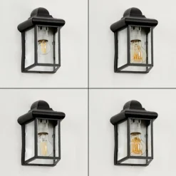 Lampes Vintages & Rétros-hofstein Applique murale d'extérieur Murto Noir, Blanc, 1 lumière