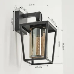 hofstein Applique murale d'extérieur Heinonen Noir, 1 lumière