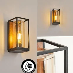 hofstein Applique murale d'extérieur Palanga Brun, Couleur bois, Noir, 1 lumière