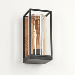 hofstein Applique murale d'extérieur Palanga Brun, Couleur bois, Noir, 1 lumière