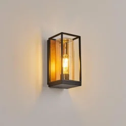 hofstein Applique murale d'extérieur Palanga Brun, Couleur bois, Noir, 1 lumière