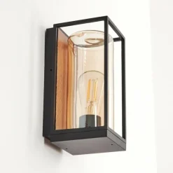 hofstein Applique murale d'extérieur Palanga Brun, Couleur bois, Noir, 1 lumière