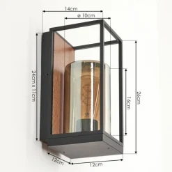 hofstein Applique murale d'extérieur Palanga Brun, Couleur bois, Noir, 1 lumière