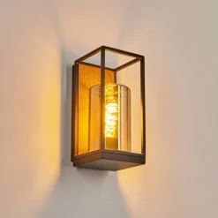 hofstein Applique murale d'extérieur Palanga Brun, Couleur bois, Noir, 1 lumière