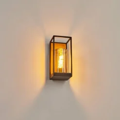 hofstein Applique murale d'extérieur Palanga Brun, Couleur bois, Noir, 1 lumière