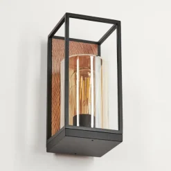 hofstein Applique murale d'extérieur Palanga Brun, Couleur bois, Noir, 1 lumière