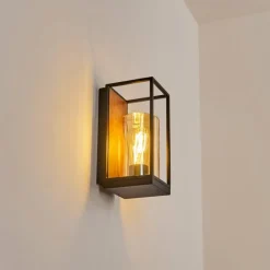 hofstein Applique murale d'extérieur Palanga Brun, Couleur bois, Noir, 1 lumière