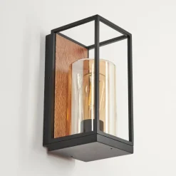 hofstein Applique murale d'extérieur Palanga Brun, Couleur bois, Noir, 1 lumière